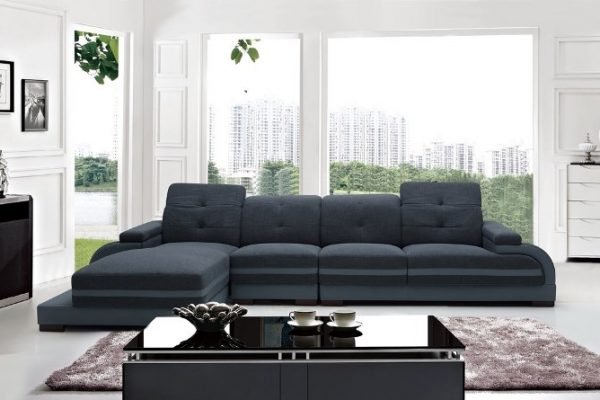 “The Cassidy” Modern Fabric & Leather Sectional – SOLD OUT, NO ETA