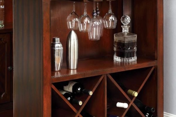 “The Farrell” Timeless Traditional Bar and Curio Set – In Dark Cherry