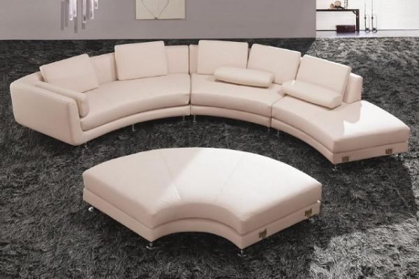 “The Jewel” White Leather Contemporary Sectional